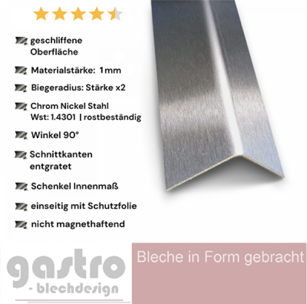 Edelstahl Winkelprofile geschliffen 1mm stark
